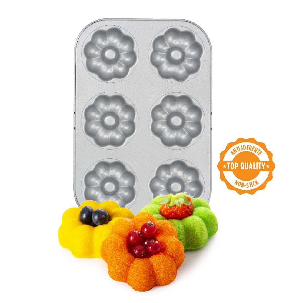 Decora Anti-Kleef Bakvorm Bloem donut  6st. Ø7.5cm**