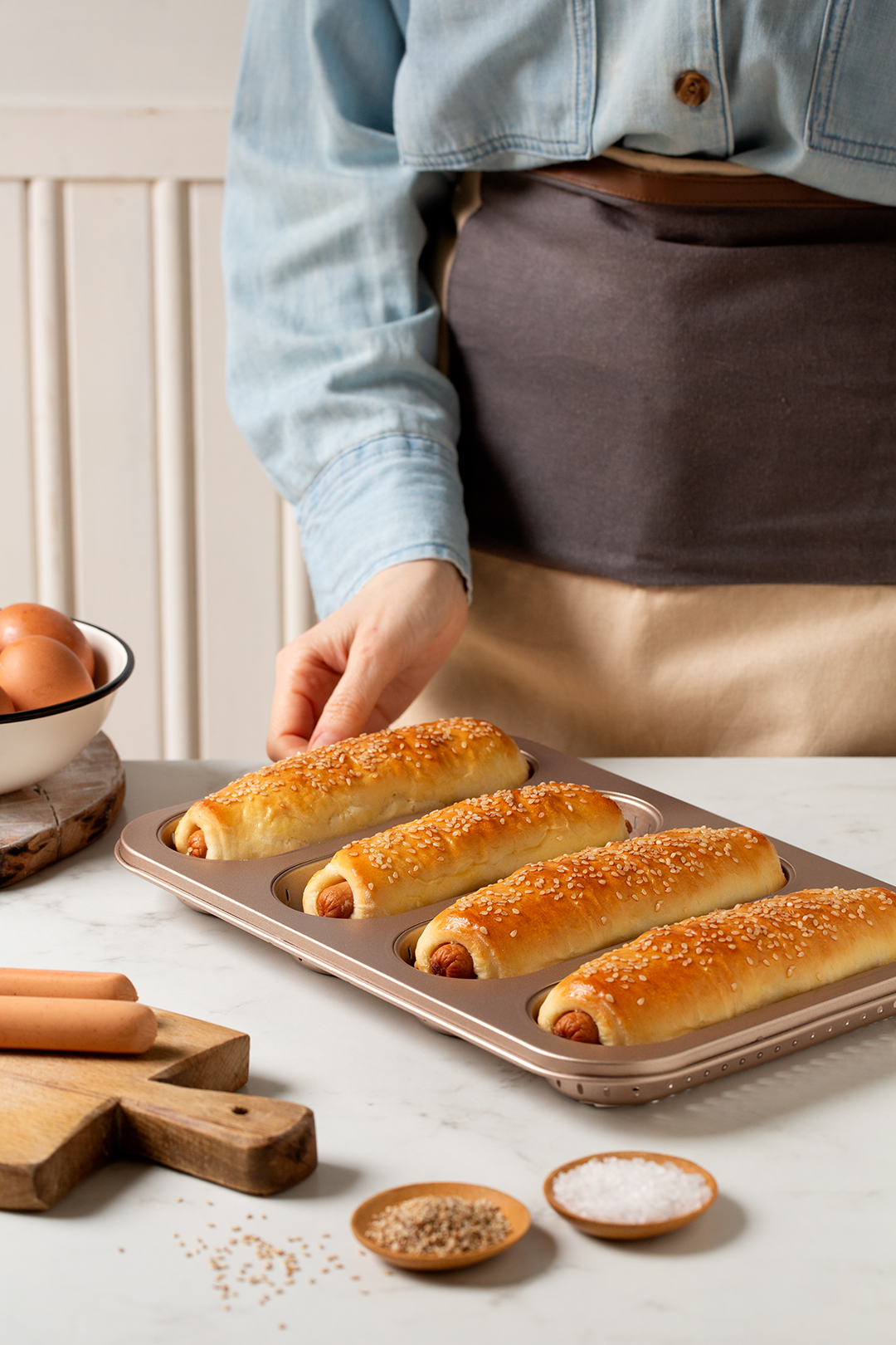 Bakvorm Mini Baguette 6,5x18,5x3 cm (non stick) (GOLD LINE) - Afbeelding 2