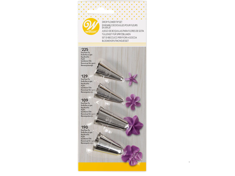 Wilton Decorating Tip Set Flowers #109, #129, #190, #225