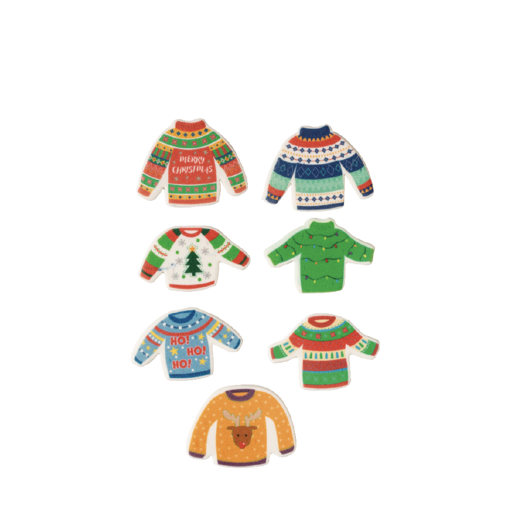 Decora 2D suikerdecoratieset kersttruien 7 stuks - Afbeelding 2