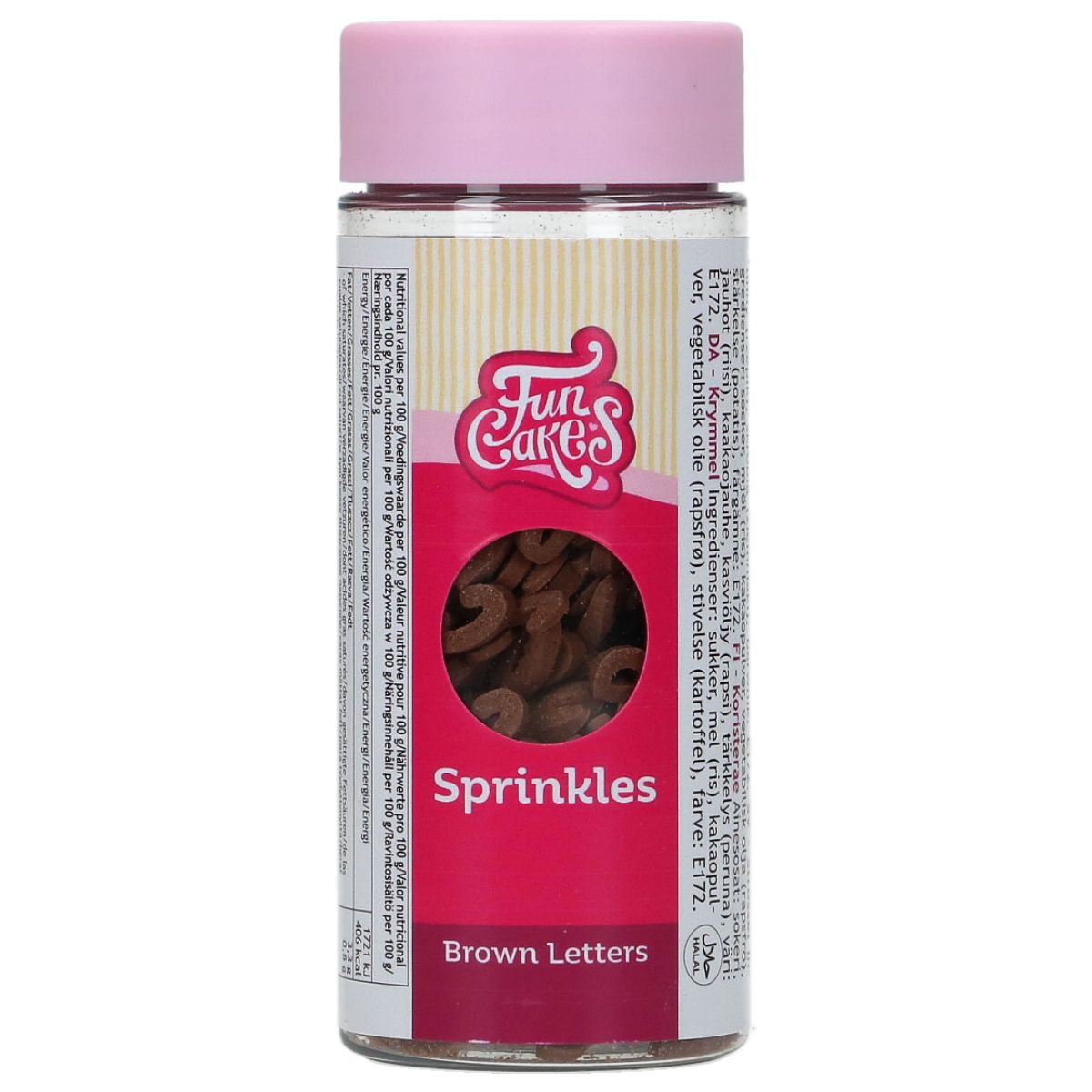 Funcakes Sprinkle Bruine Letters 50g - Afbeelding 2
