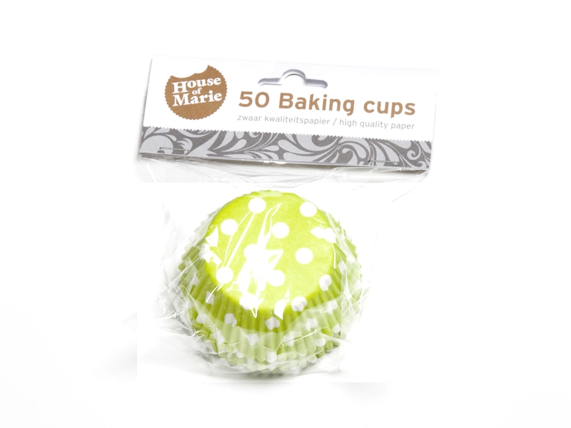 Cupcake cups Stip Lime groen 50st.**