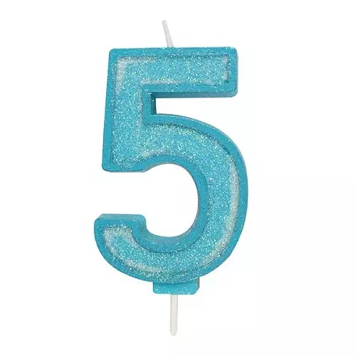 Taartkaars Cijfer 5 Blauw Culpitt