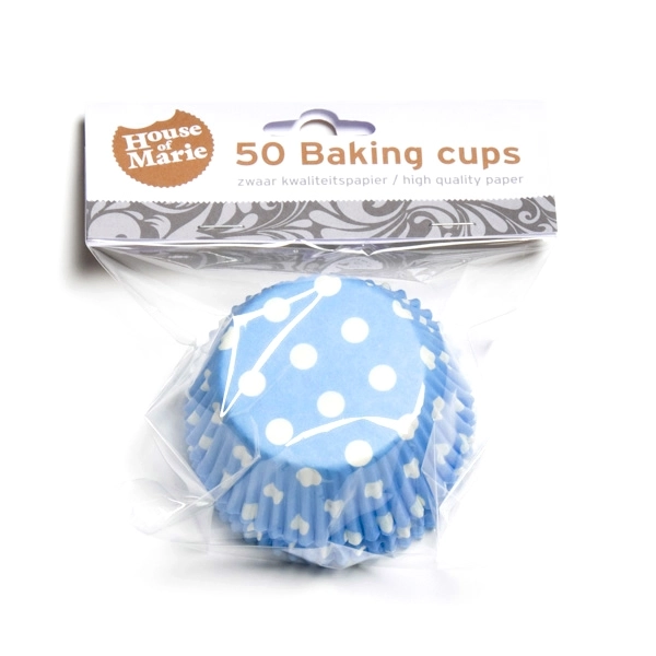  Cupcake Cups Aqua Blauw met Stip 48st
