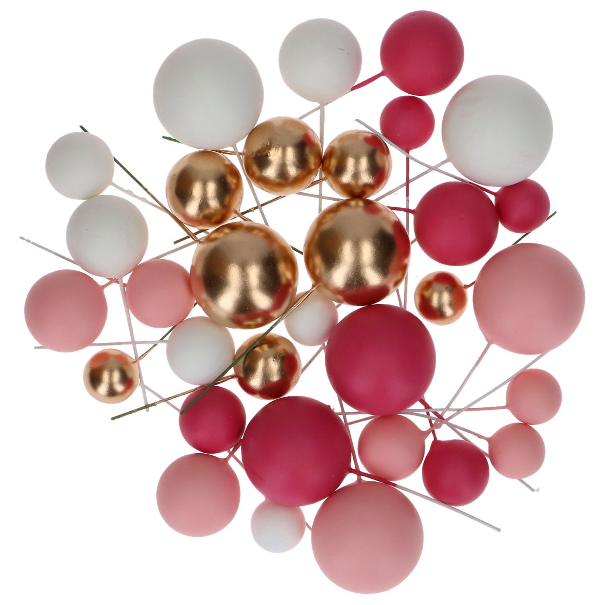 Simply Making Decoratieve Ballenset Hot Pink Ombre & Goud pk/32 - Afbeelding 1