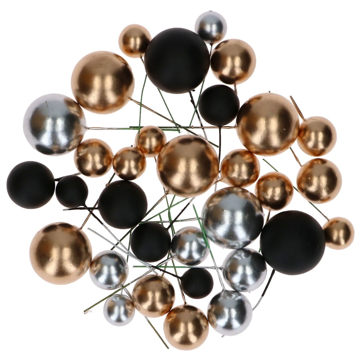 Simply Making Decoratieve Ballenset Metallic Goud Zilver & Zwart pk/32 - Afbeelding 2