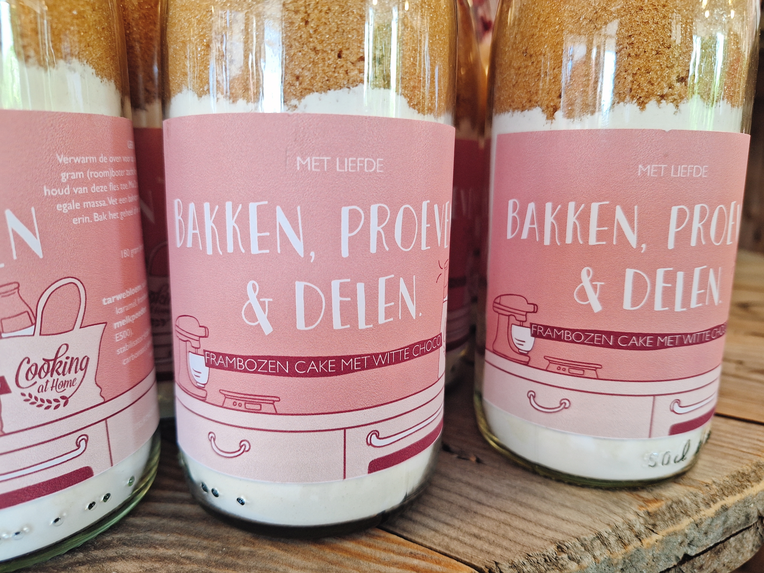 Cadeaufles Frambozencake 'Met liefde' - Afbeelding 1