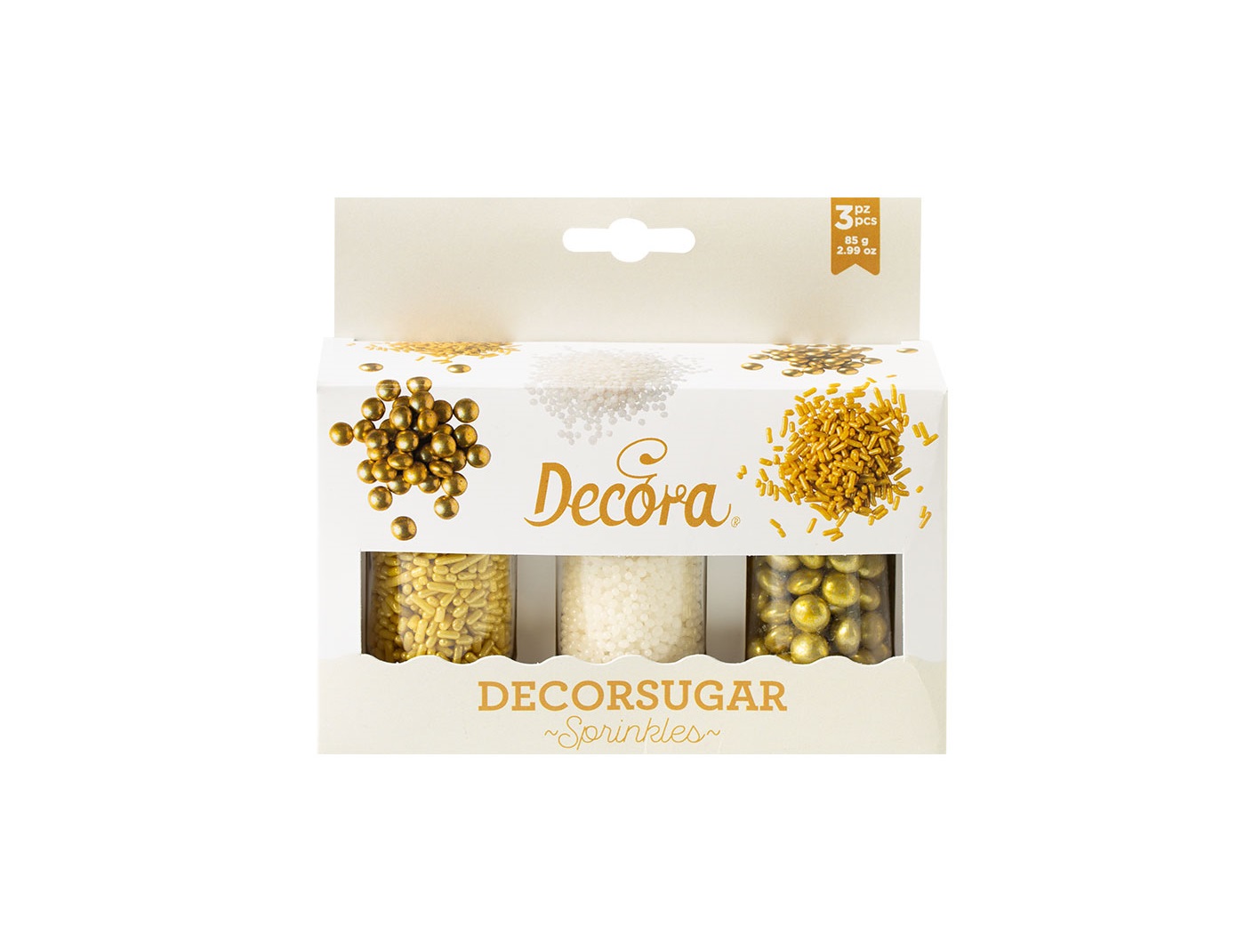 Decora Sprinkle set Goud en wit 85g** - Afbeelding 1