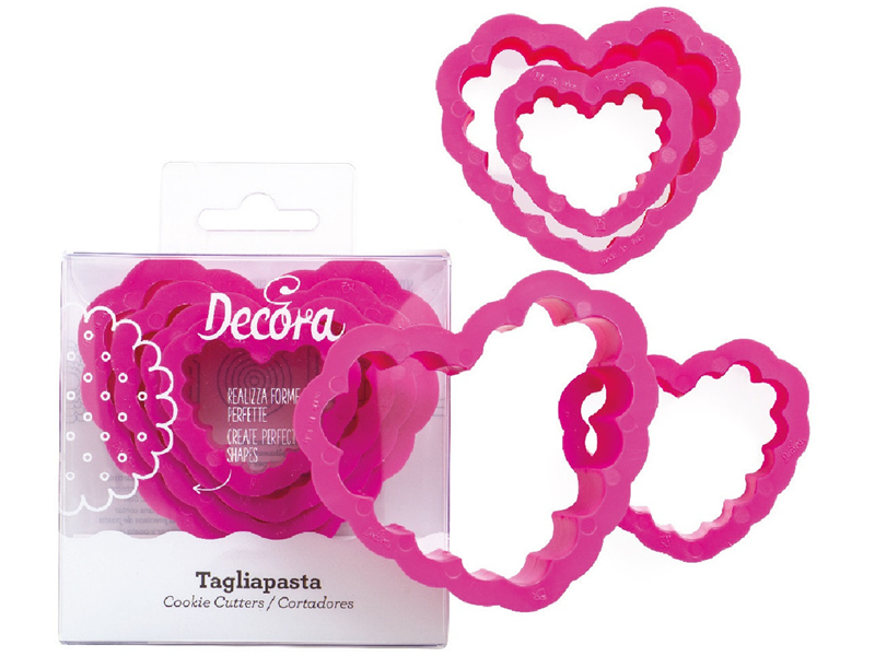 Koekjes Uitsteker Hart Ribbel set 4 Roze**