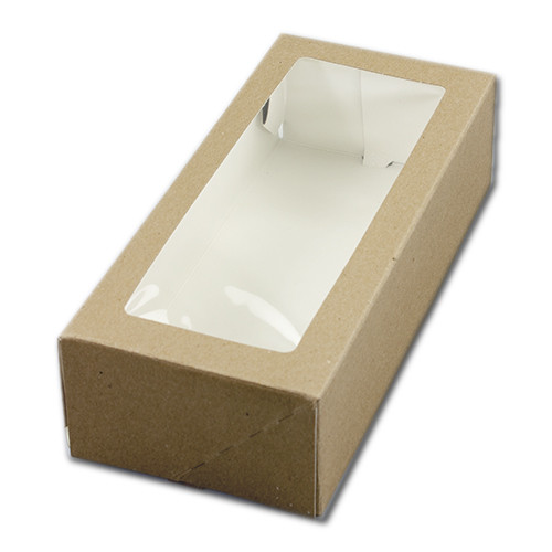 Taartdoos met venster 26x12x7cm. Kraft (uit 1 stuk)