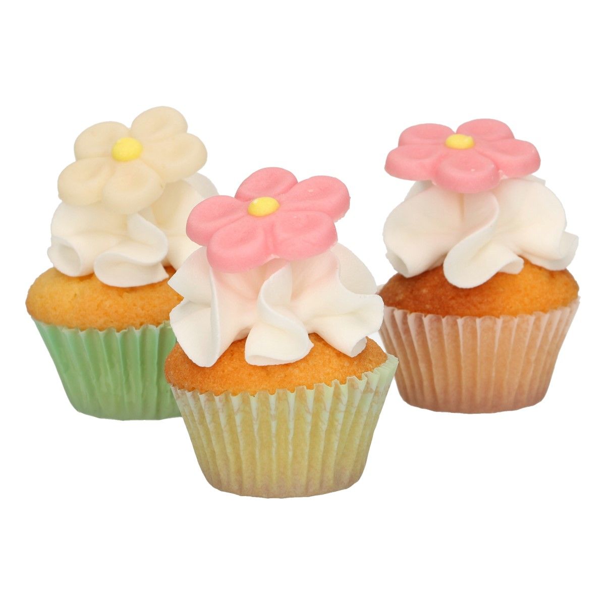 FunCakes Fondant Decoraties Madeliefjes Wit Roze set/12 - Afbeelding 2