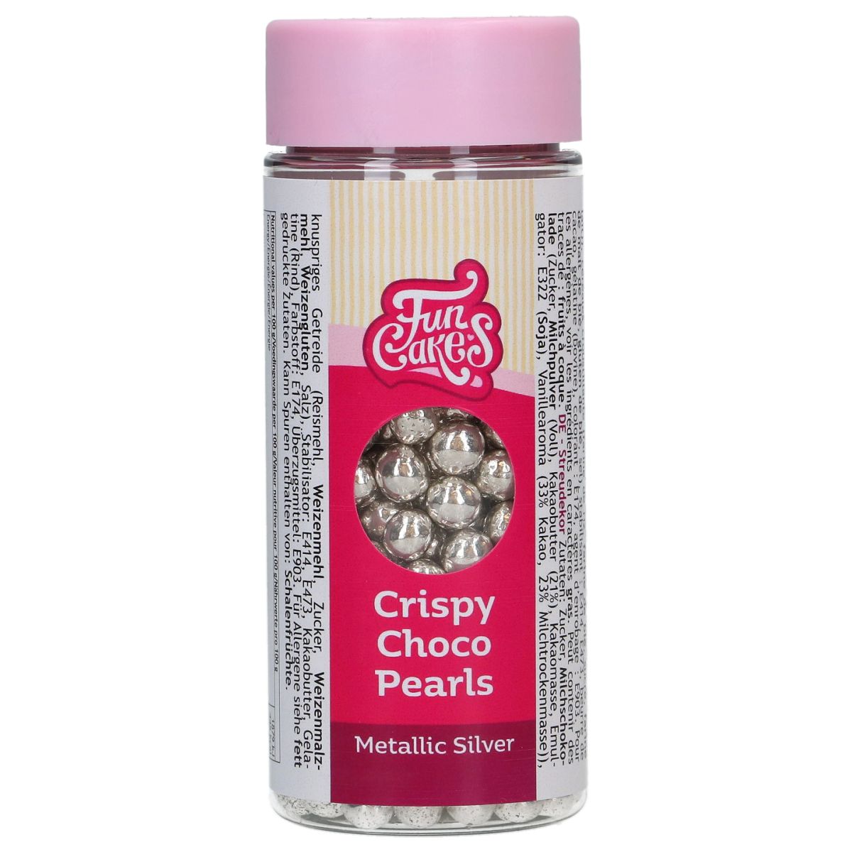 FunCakes Crispy Choco Pearls - Metallic Silver 60g - Afbeelding 1