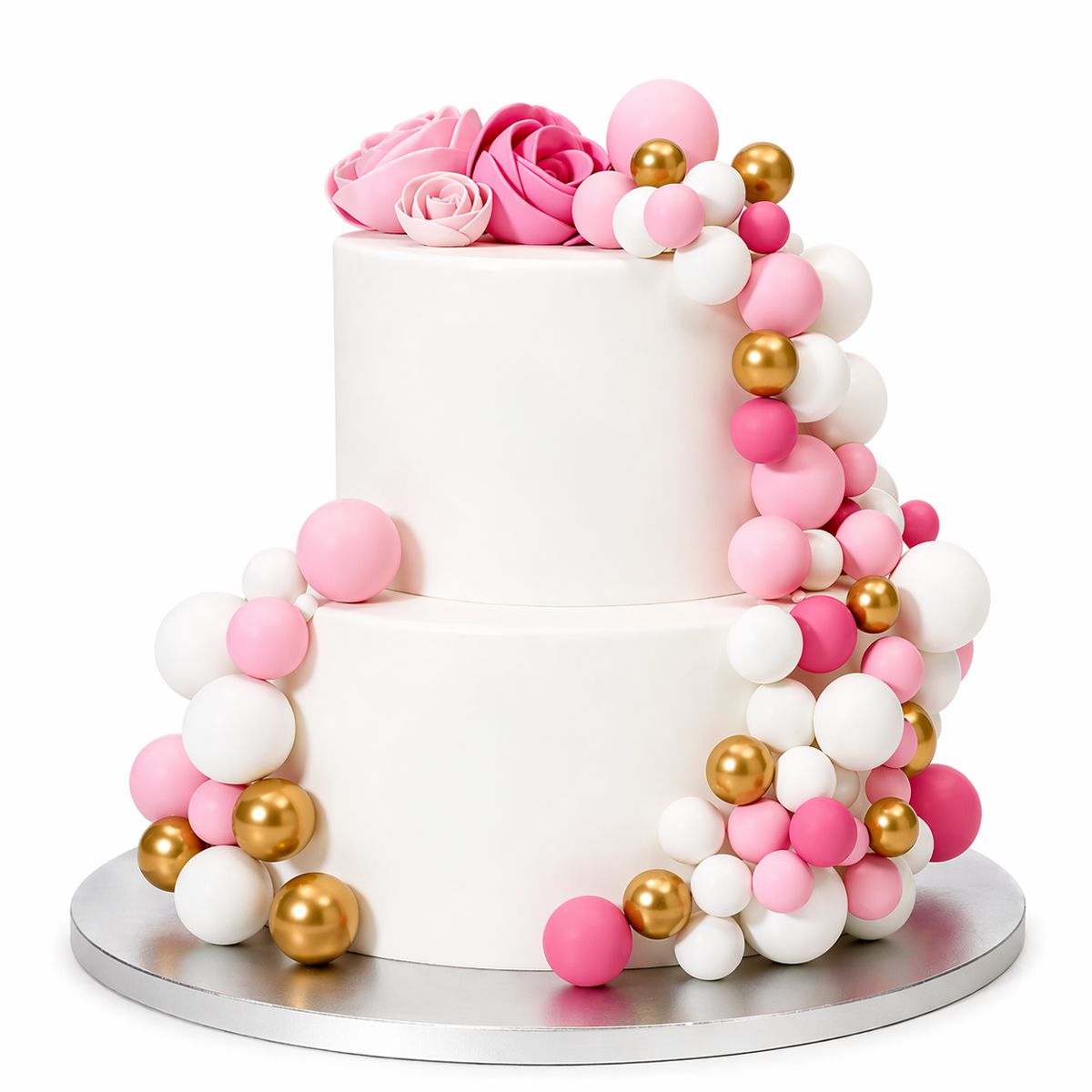 Simply Making Decoratieve Ballenset Hot Pink Ombre & Goud pk/32 - Afbeelding 3