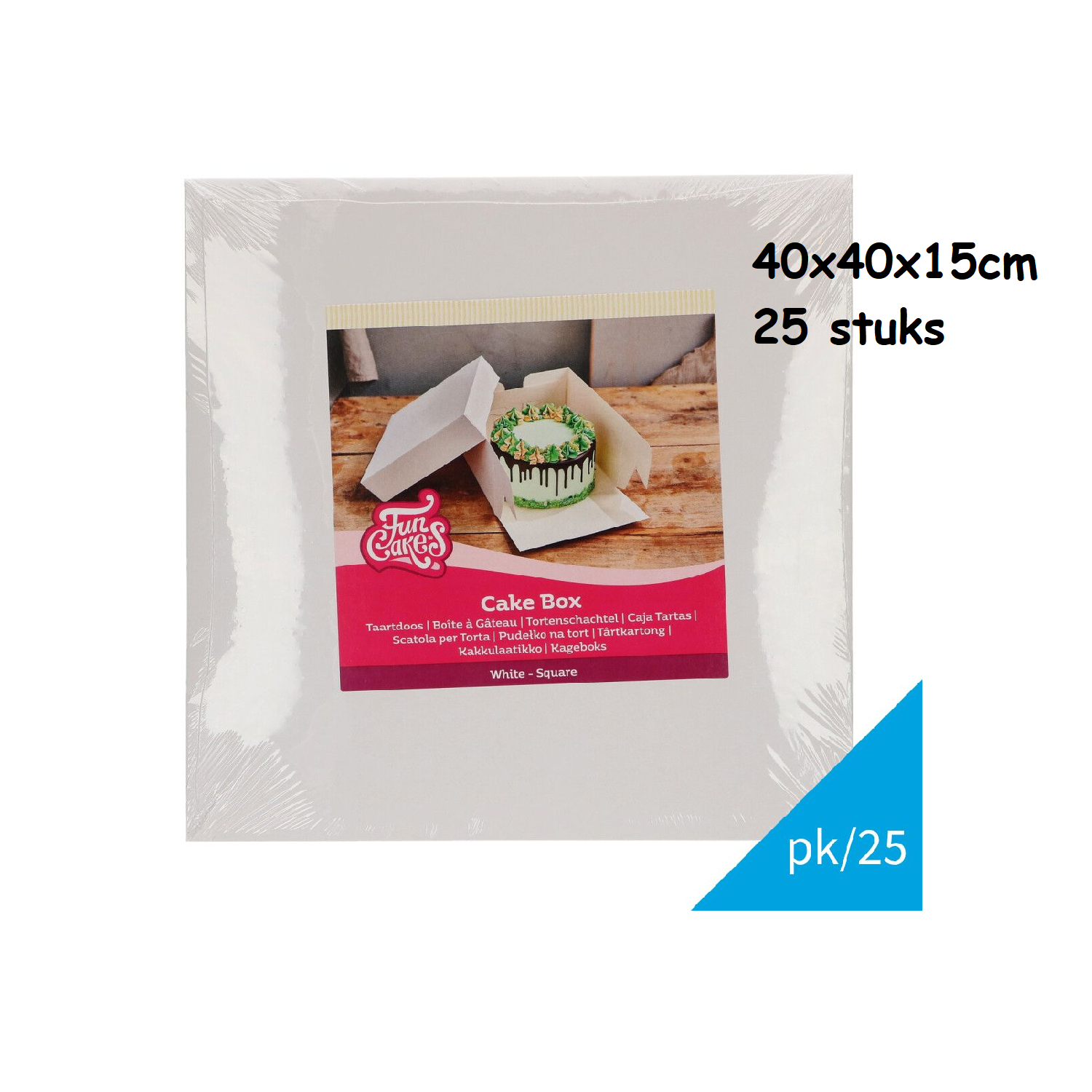 Taartdoos 40x40x15cm per 12 stuks