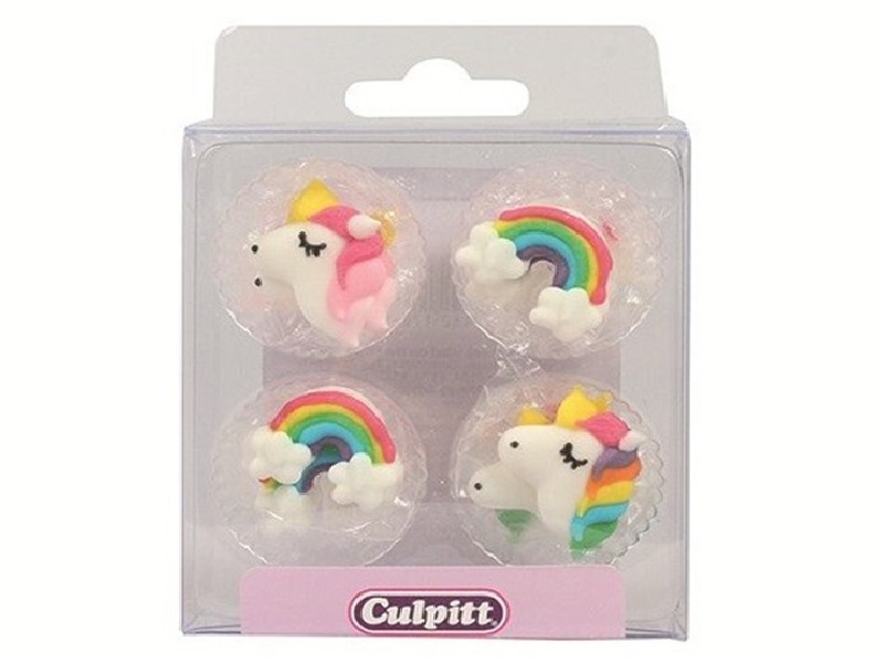 Culpitt Suikerdecoratie Unicorn en Regenboog 12st