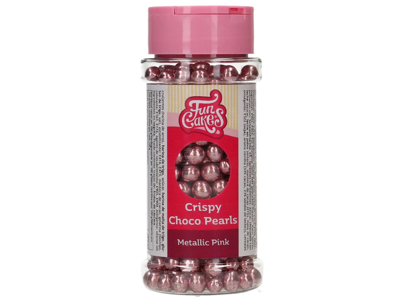 FunCakes Crispy Choco Pearls - Metallic Pink 60g - Afbeelding 1