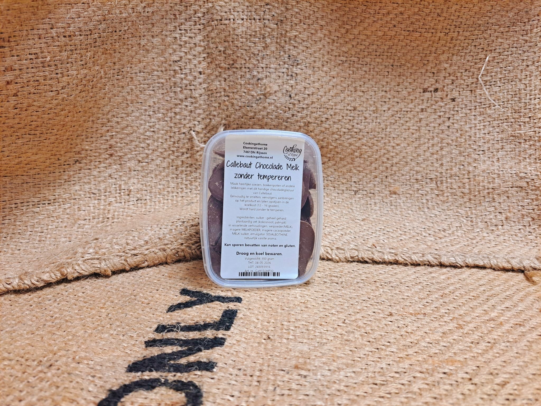 Callebaut chocolade Melk zonder tempereren 150 gram