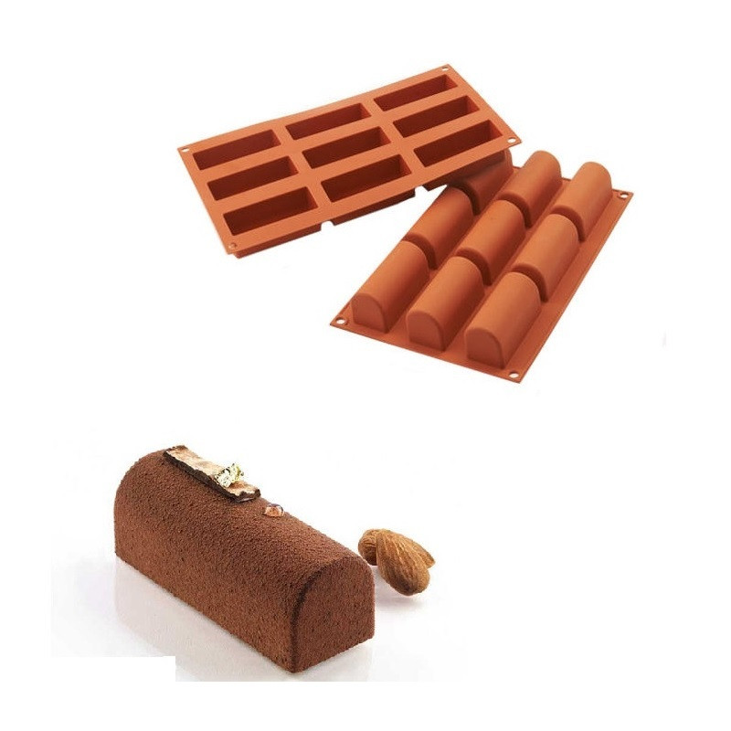 Siliconen Bakvorm Mini Buche 84x32x35mm (9x)