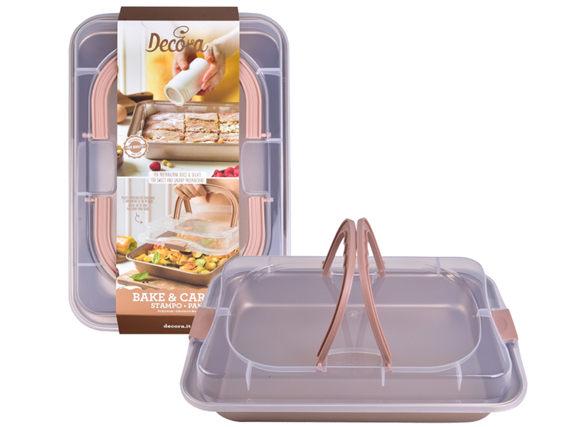 Decora Taartpan Rechthoek met deksel 37x24.5x5cm GOLD
