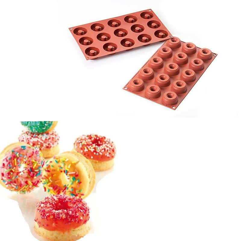 Silikomart Siliconen Bakvorm Mini Donuts Ø4,5-1,5x1,8cm (15)