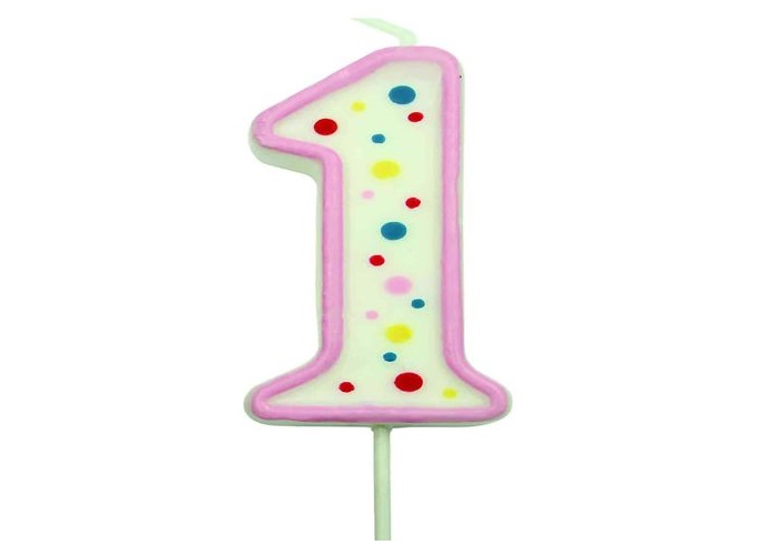 Taartkaars Cijfer 1 Roze**