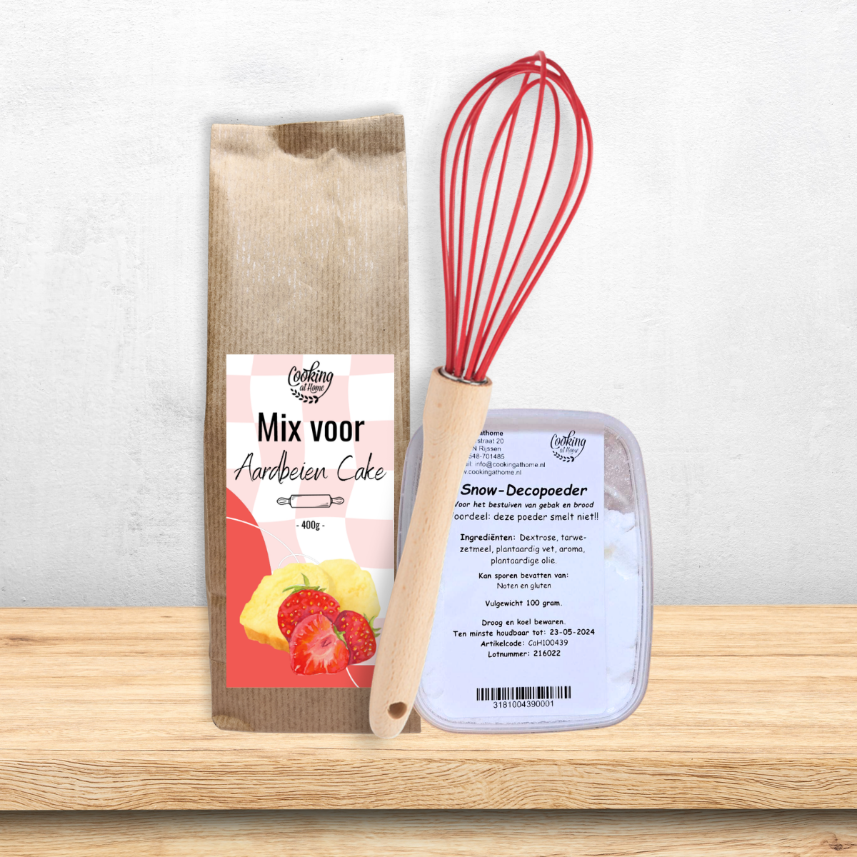 Cadeaupakket 'Aardbeien cake met garde