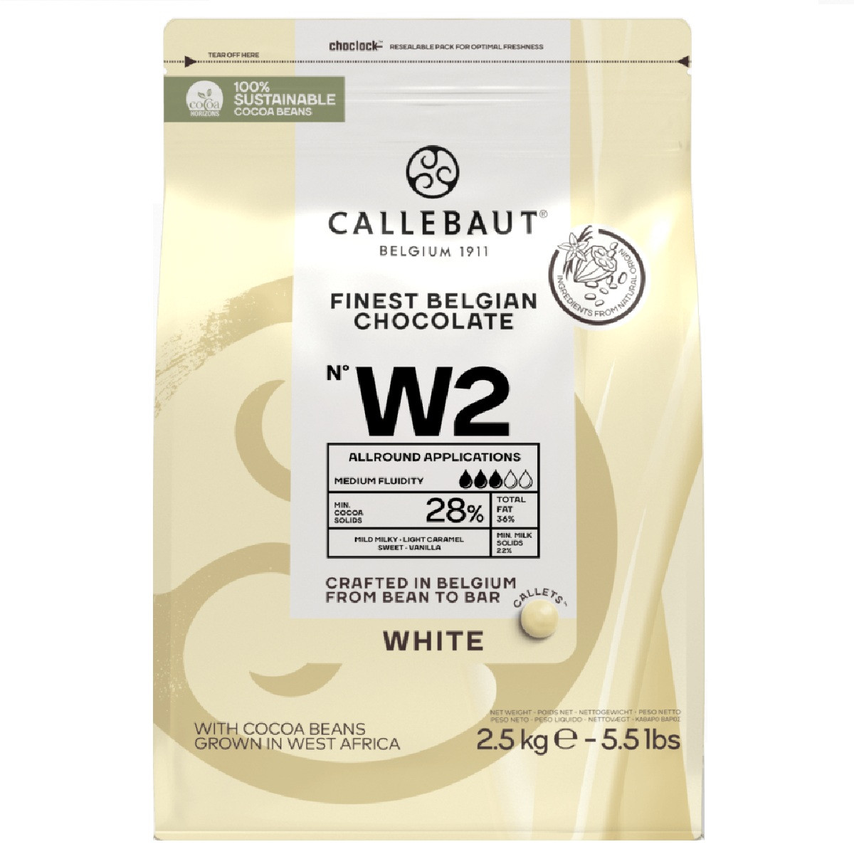 Callebaut Chocolade Callets Wit (W2) 2,5 kg