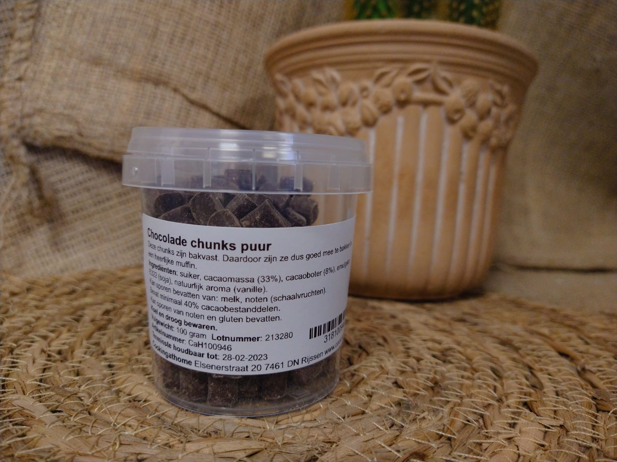 Bakvaste Chocolade Chunks Puur 100gr