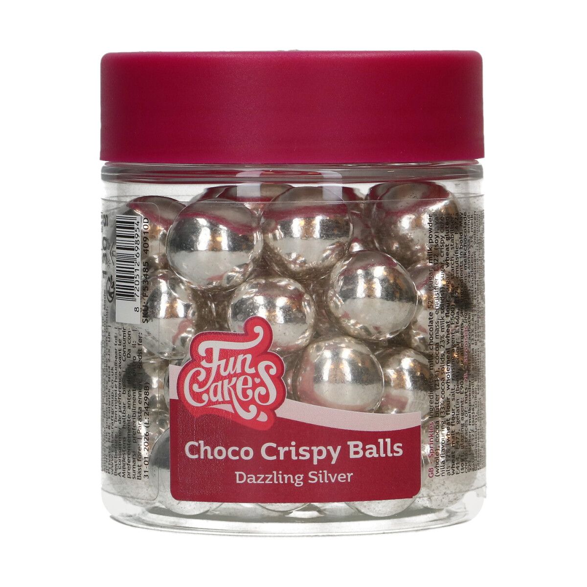 Funcakes Choco Crispy ballen - Dazzling Silver