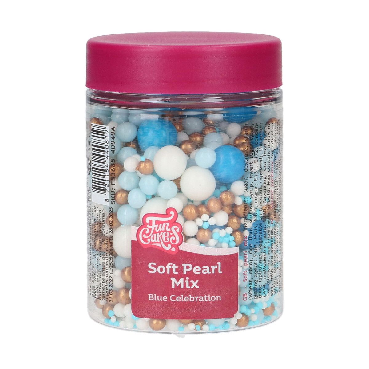 FunCakes Soft Pearls Mix Blue Celebration 80g - Afbeelding 1