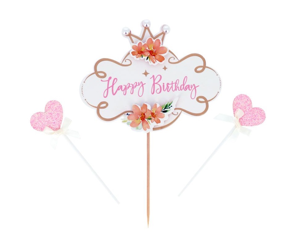 Taarttopper Set Vintage Happy Birthday**