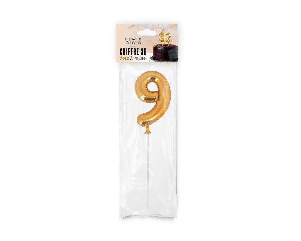 Taarttopper 9 Ballon Goud**