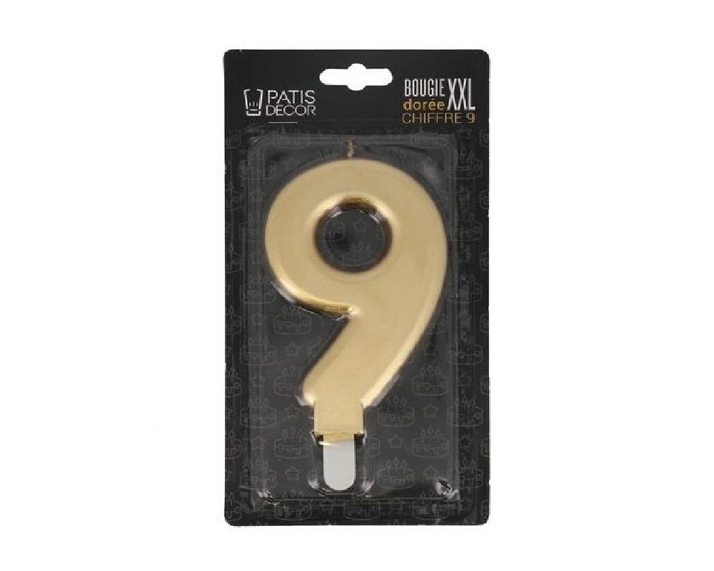 Taartkaars Cijfer 9 Goud XXL**