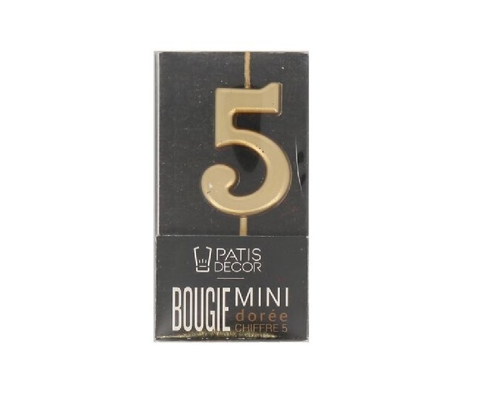 Taartkaars Cijfer 5 Goud Klein**