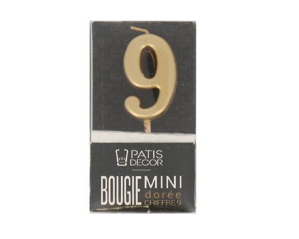Taartkaars Cijfer 9 Goud Klein**