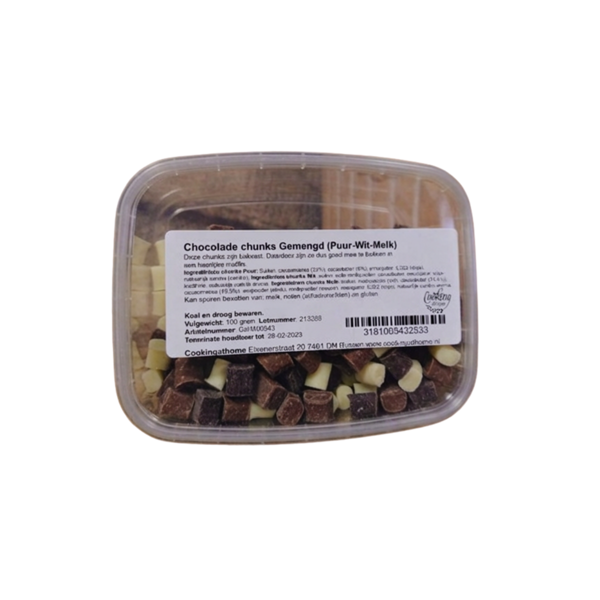  Bakvaste Chocolade Chunks Gemengd 100g