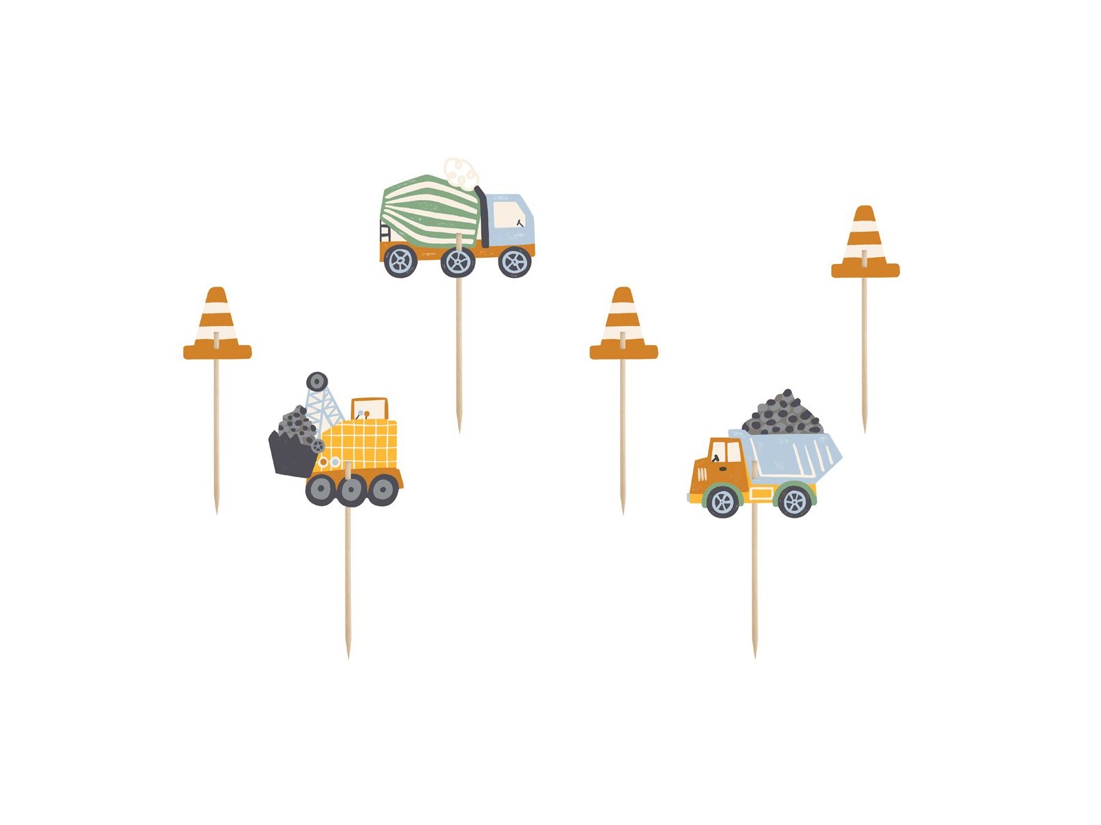 Cupcake Toppers - Constructie Werk pk/6