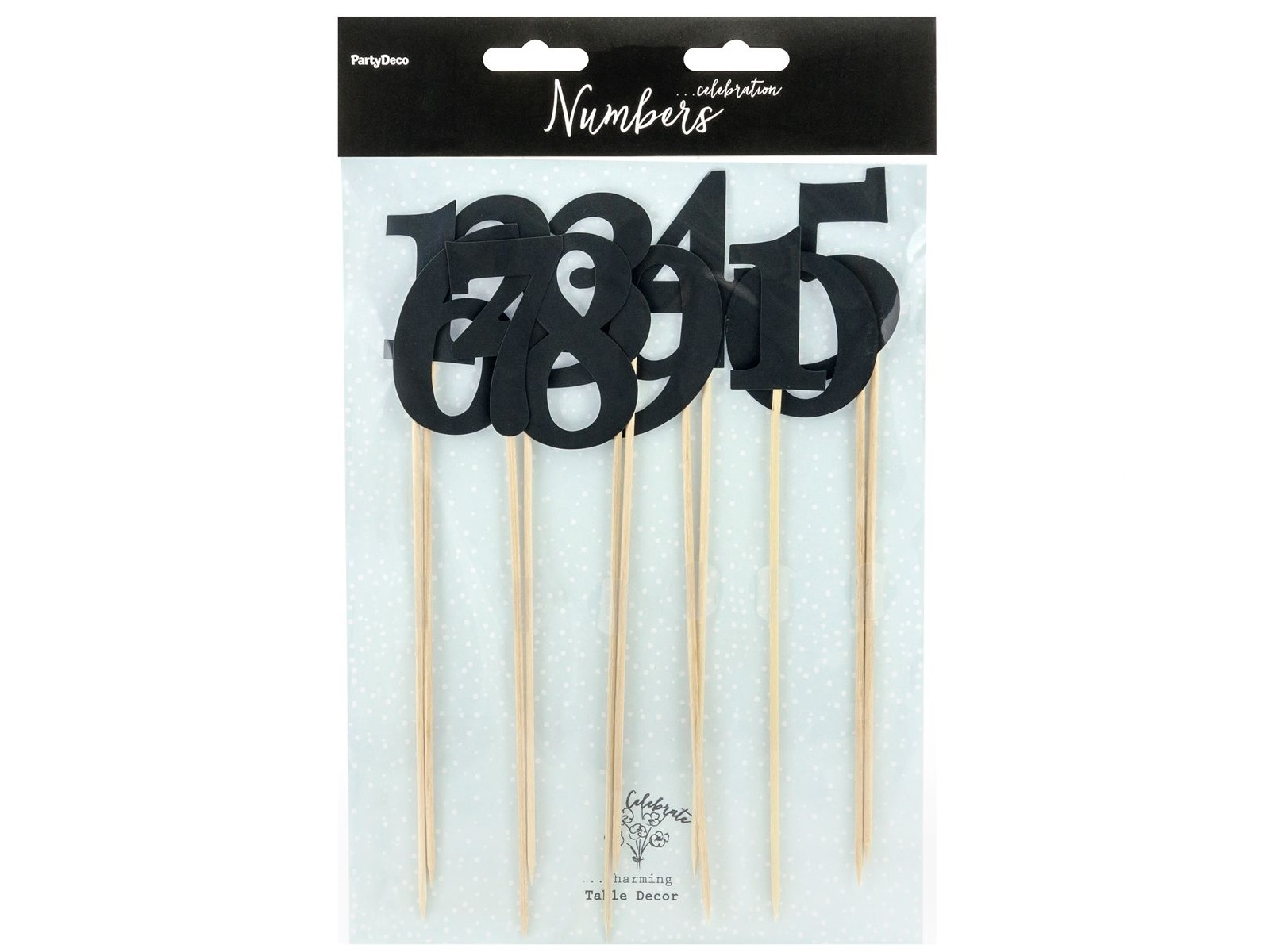 PartyDeco Cake Toppers Tafelnummers - Zwart Set/11