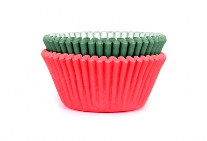 Cupcake cups Kerst effen Mix 50x33mm 50st