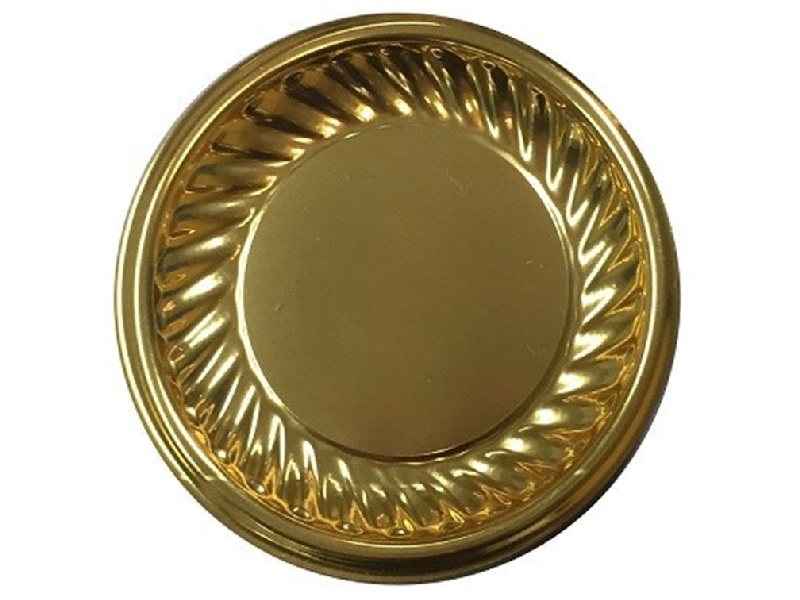 Gebaksschoteltje kunststof Rond-ribbel goud