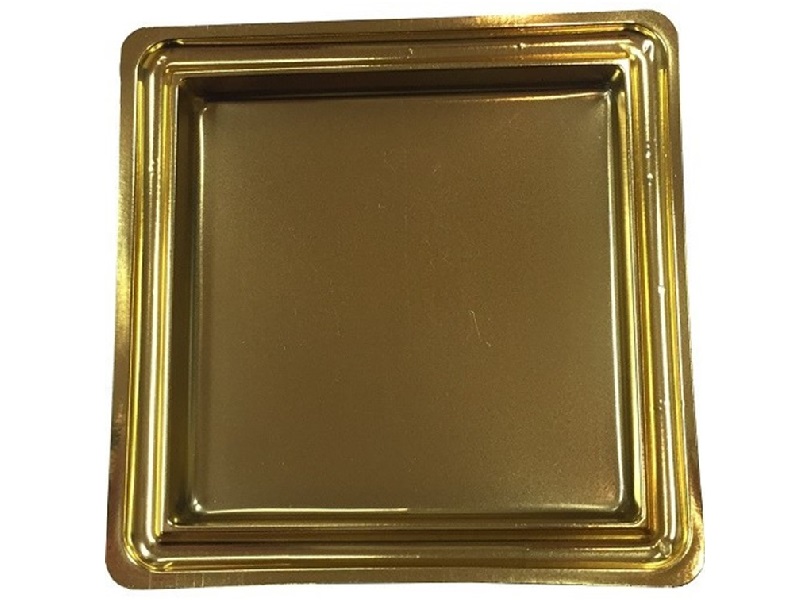 Gebaksschoteltje kunststof Vierkant Goud 88mm
