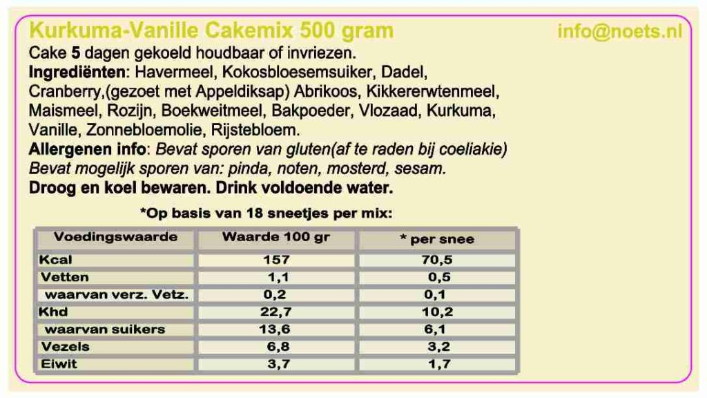 Noets Kurkuma Cake Mix - Afbeelding 2