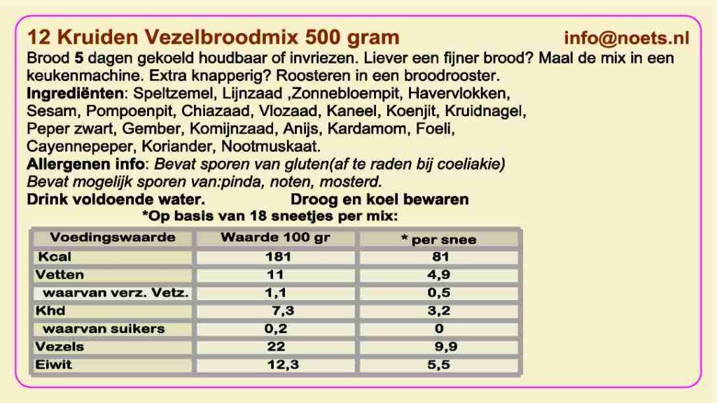 Noets 12 Kruiden Vezelbrood Mix - Afbeelding 2