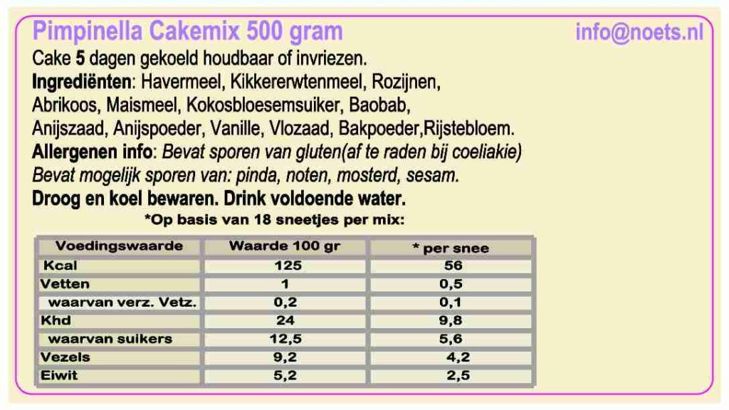 Noets Pimpinella Cake Mix - Afbeelding 2