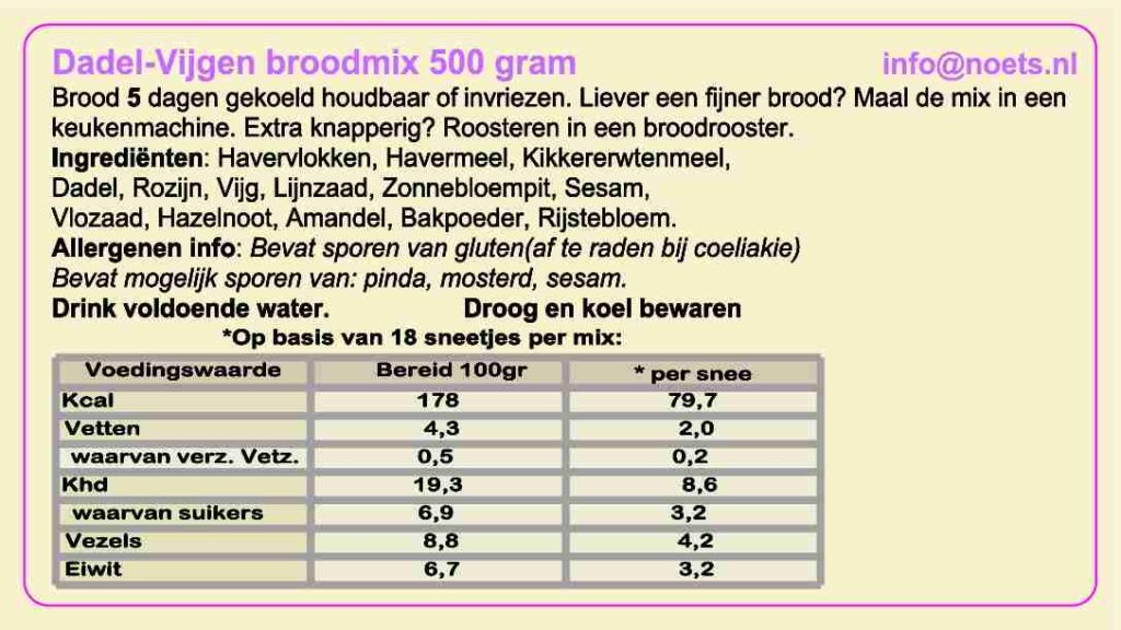 Noets Dadel-Vijgen Brood Mix - Afbeelding 2