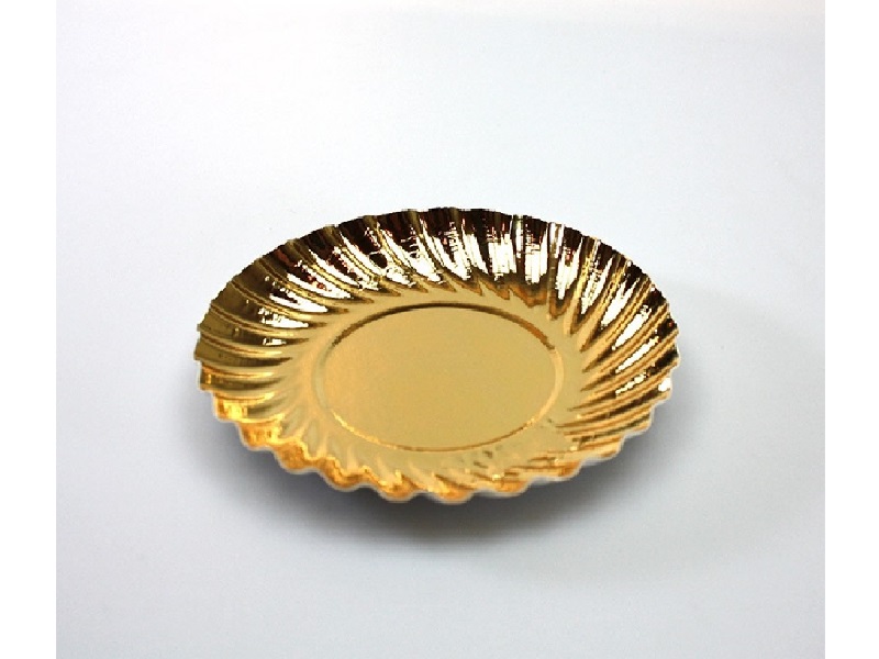 Gebaksschoteltje Rond-ribbel goud 8.8 cm per stuk