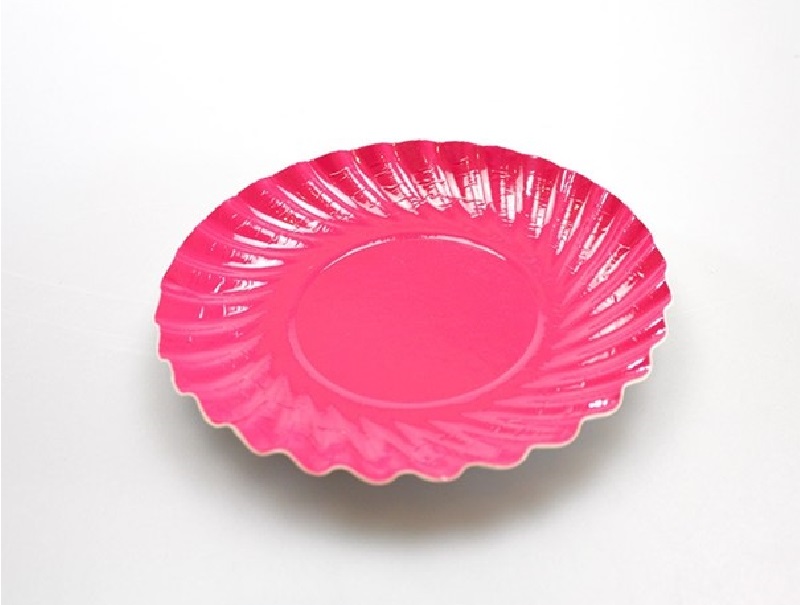 Gebaksschoteltje Rond Ribbel Fuchsia Ø8.8cm 1st.