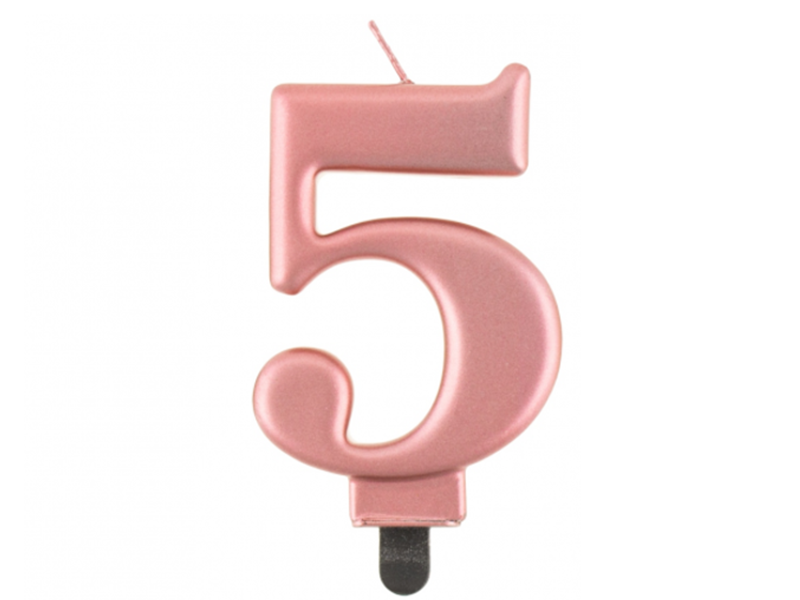 Taartkaars Rose Goud - Cijfer 5**