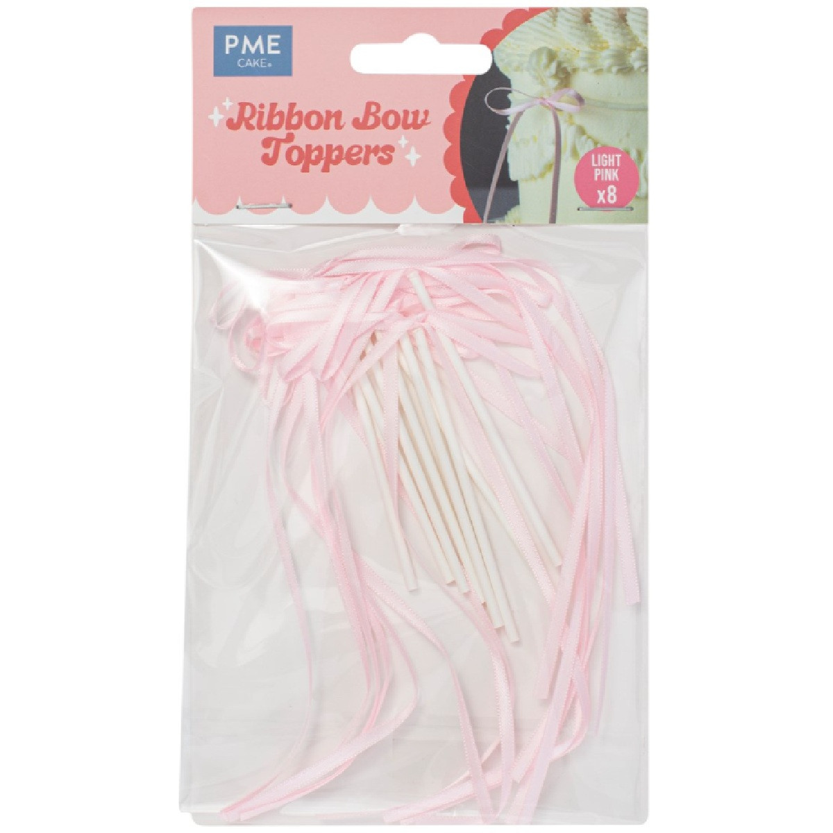 PME Taarttopper Lintstrik Lichtroze 8st.