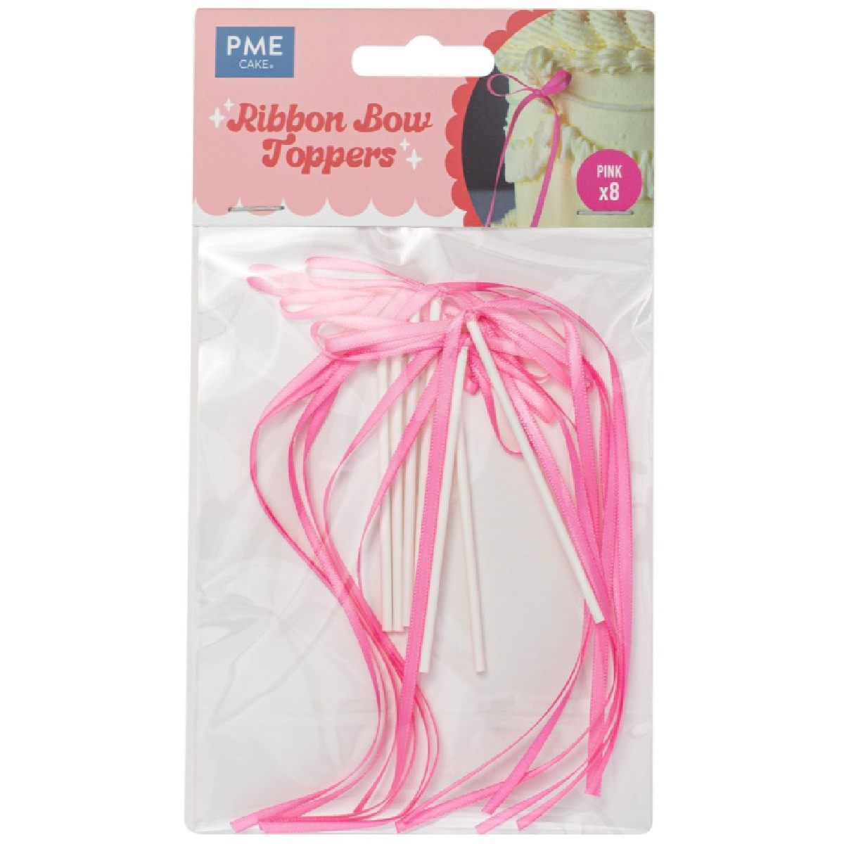 PME Taarttopper Lintstrik Roze 8st.